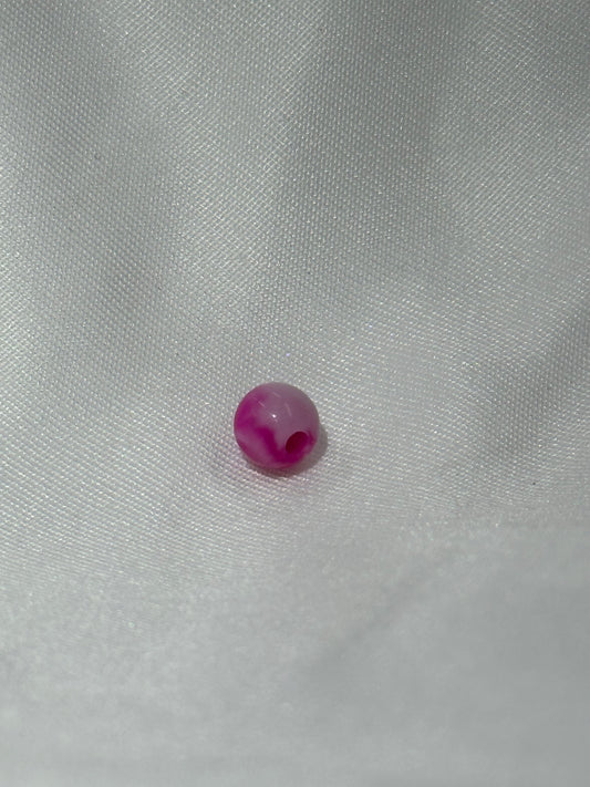Pink/White Swirl 6mm Beads