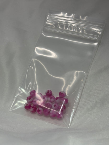 Pink/White Swirl 6mm Beads