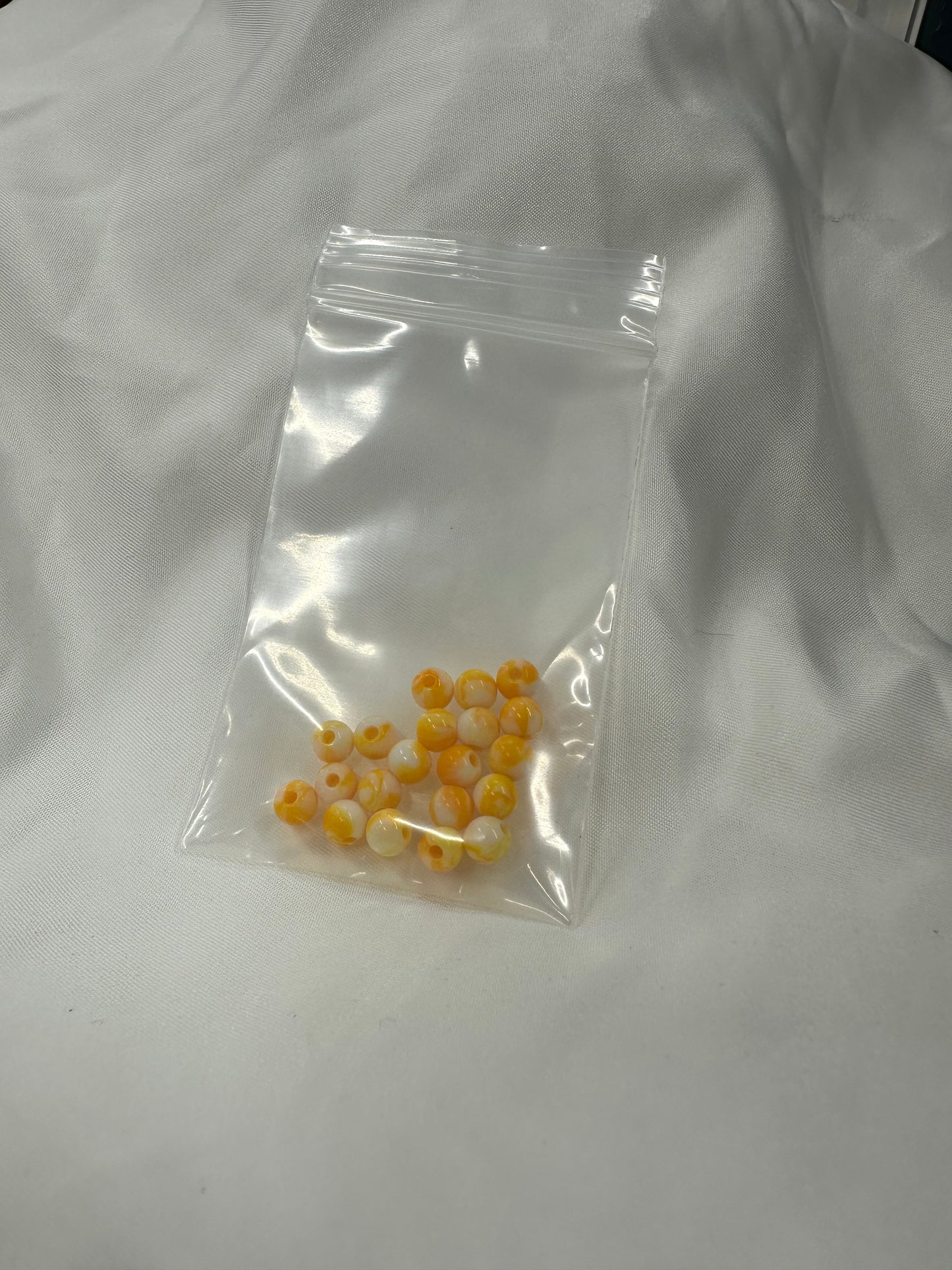 Orange/White Swirl 6mm Beads