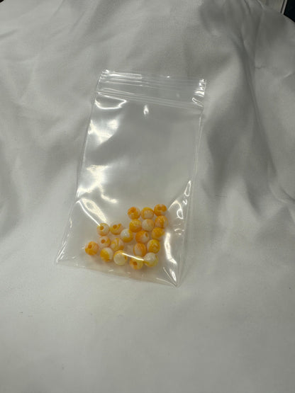 Orange/White Swirl 6mm Beads
